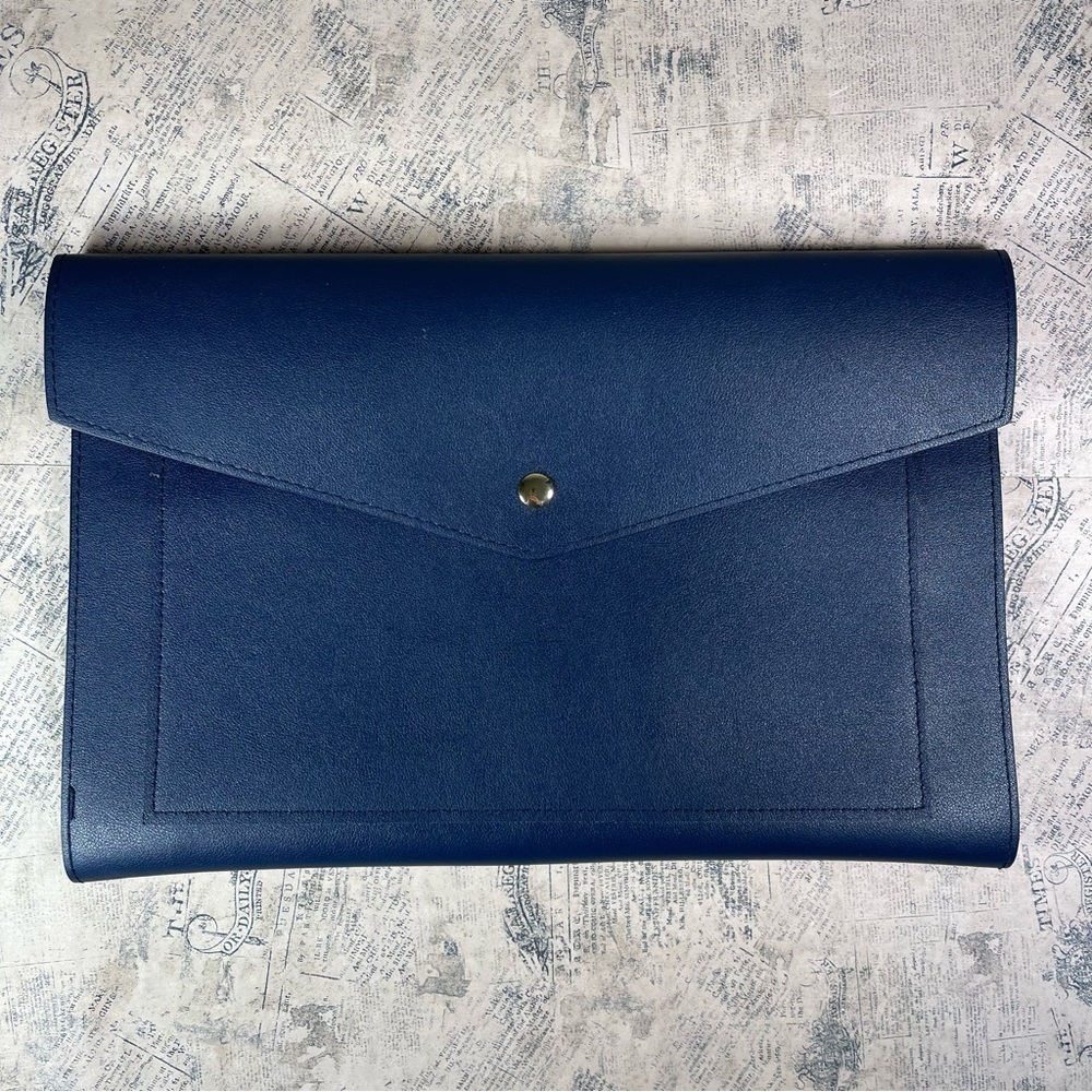 Glass Ladder & Co Megan Portfolio Clutch Blue Vegan Leather Organizer Tablet Cas